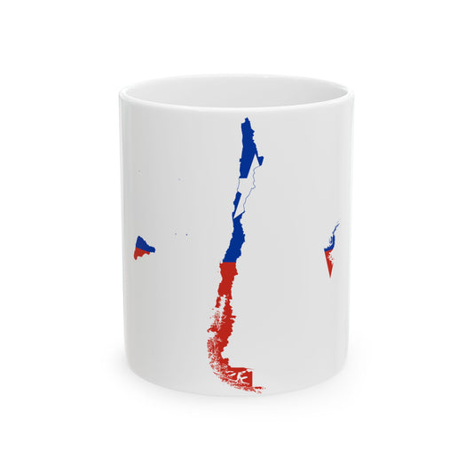 Chile Flag map with Islands and Antarctic territory (Chile) White Coffee Mug-11oz-Go Mug Yourself