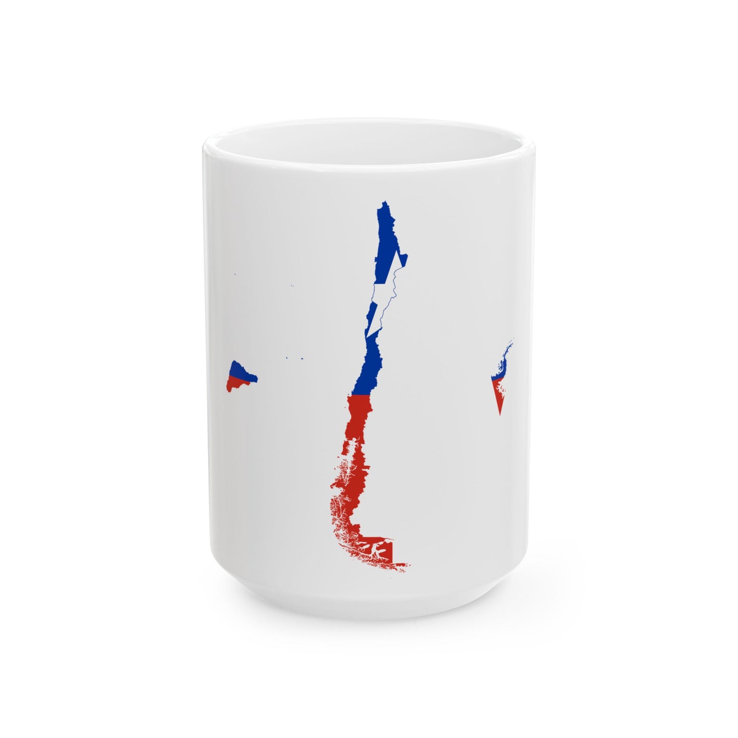 Chile Flag map with Islands and Antarctic territory (Chile) White Coffee Mug-15oz-Go Mug Yourself