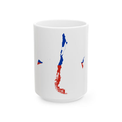 Chile Flag map with Islands and Antarctic territory (Chile) White Coffee Mug-15oz-Go Mug Yourself