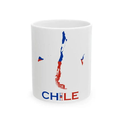 Chile Flag map with Islands Antarctic territory and name (Chile) White Coffee Mug 11oz - Go Mug Yourself