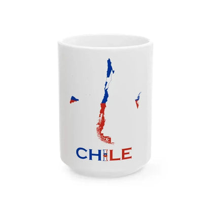 Chile Flag map with Islands Antarctic territory and name (Chile) White Coffee Mug 15oz - Go Mug Yourself