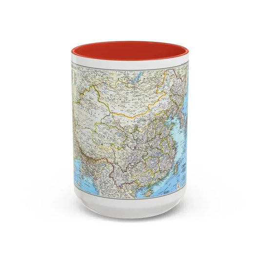 China 1 (1991) (Map) Accent Coffee Mug 15oz Red - Go Mug Yourself