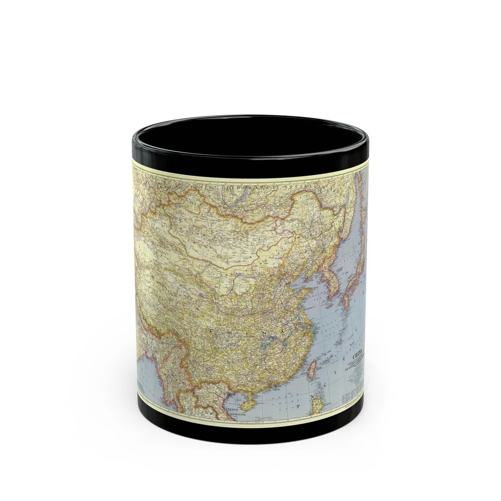 China (1945) (Map) Black Coffee Mug-11oz-Go Mug Yourself