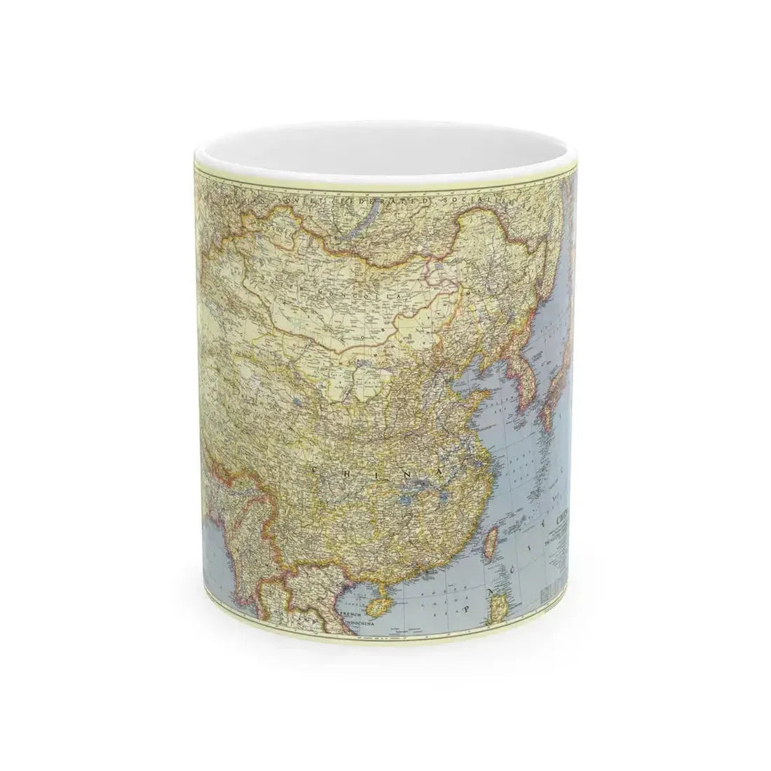 China (1945) (Map) White Coffee Mug 11oz - Go Mug Yourself