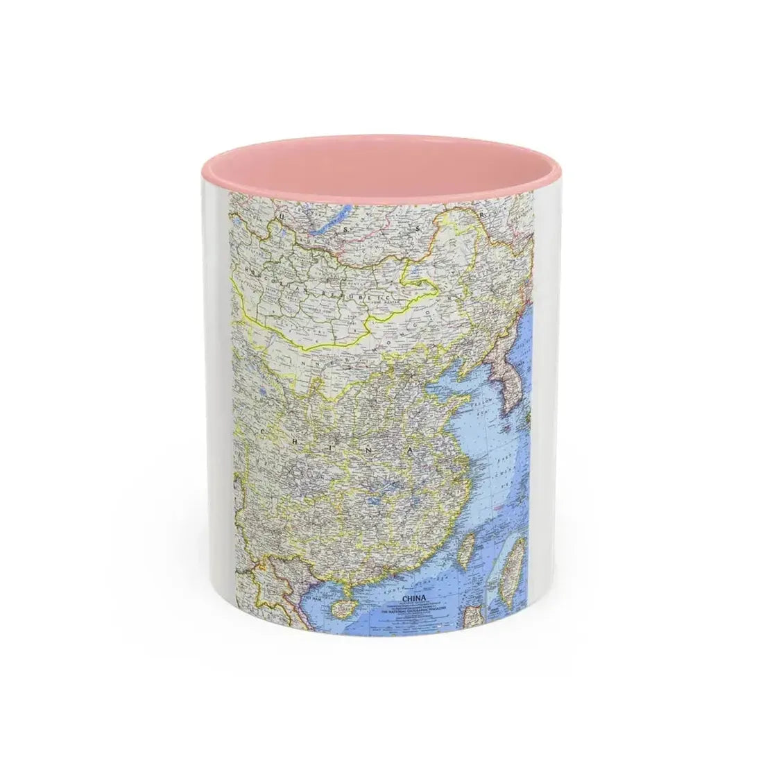 China (1964) (Map) Accent Coffee Mug 11oz Pink - Go Mug Yourself