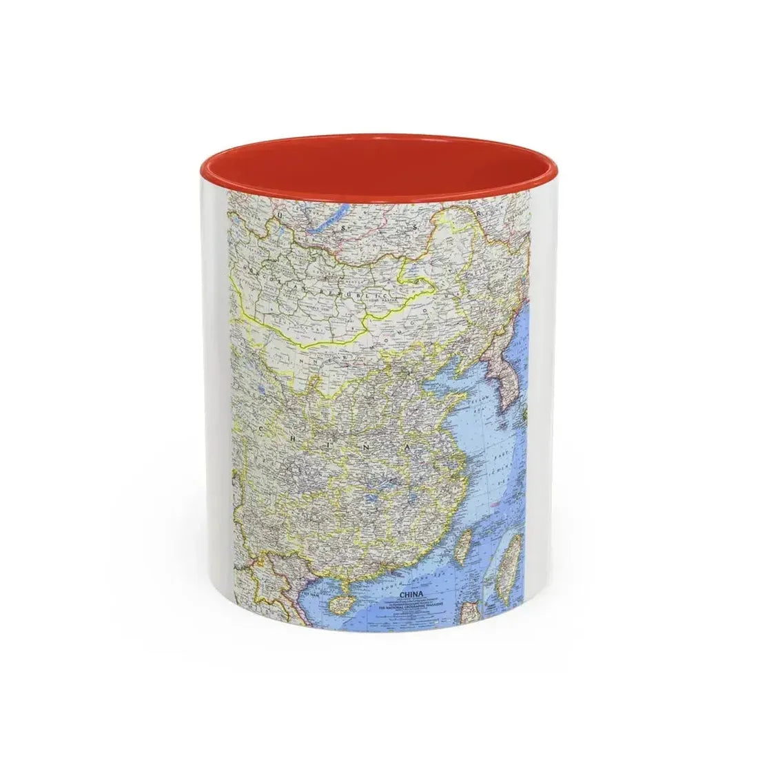 China (1964) (Map) Accent Coffee Mug 11oz Red - Go Mug Yourself