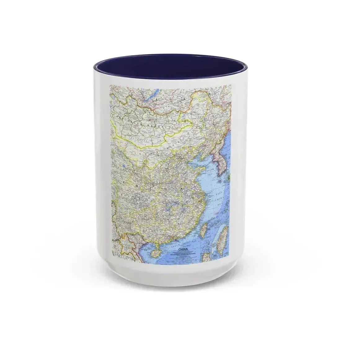 China (1964) (Map) Accent Coffee Mug 15oz Navy - Go Mug Yourself