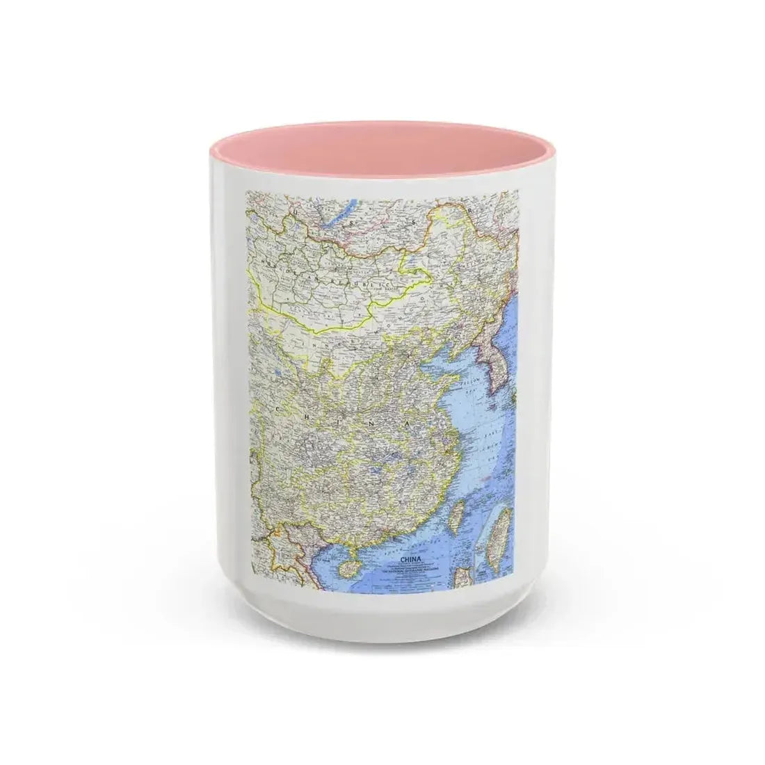 China (1964) (Map) Accent Coffee Mug 15oz Pink - Go Mug Yourself