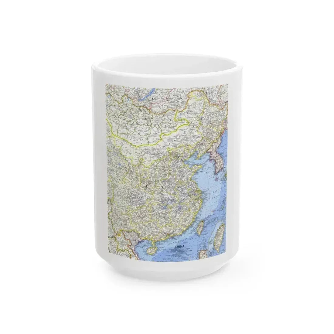 China (1964) (Map) White Coffee Mug 15oz - Go Mug Yourself