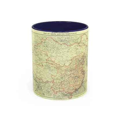 China and its Territories (1912) (Map) Accent Coffee Mug 11oz Navy - Go Mug Yourself