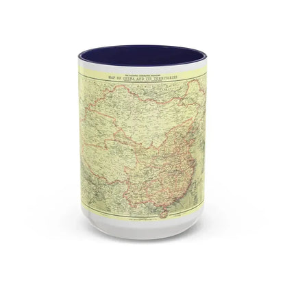 China and its Territories (1912) (Map) Accent Coffee Mug 15oz Navy - Go Mug Yourself