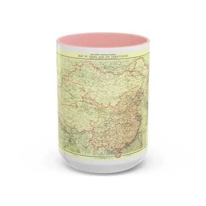 China and its Territories (1912) (Map) Accent Coffee Mug 15oz Pink - Go Mug Yourself
