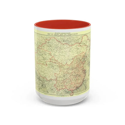 China and its Territories (1912) (Map) Accent Coffee Mug 15oz Red - Go Mug Yourself