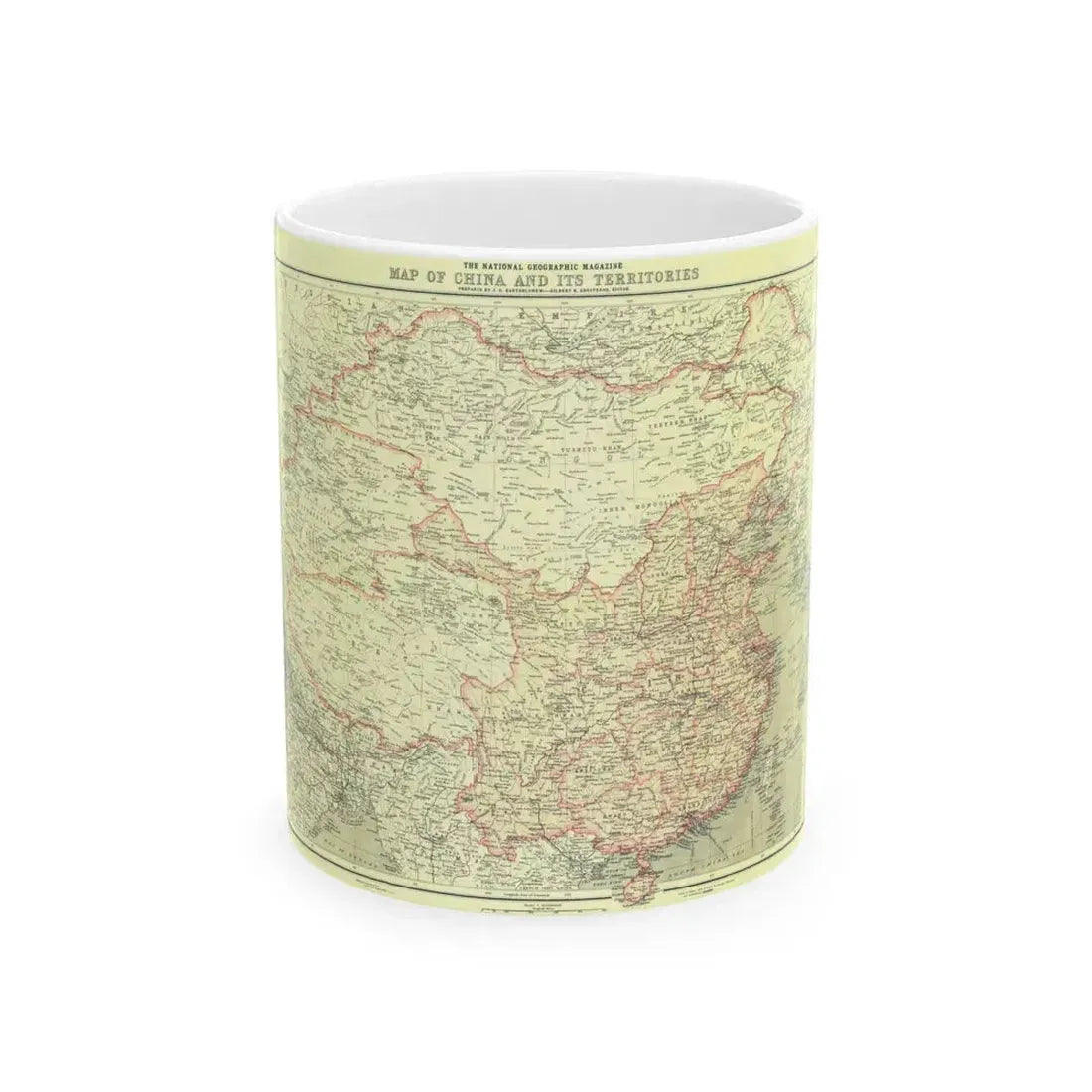 China and its Territories (1912) (Map) White Coffee Mug 11oz - Go Mug Yourself