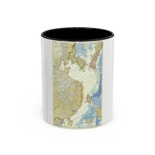 China Coast and Korea (1953) (Map) Accent Coffee Mug 11oz Black - Go Mug Yourself