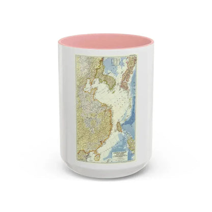China Coast and Korea (1953) (Map) Accent Coffee Mug 15oz Pink - Go Mug Yourself