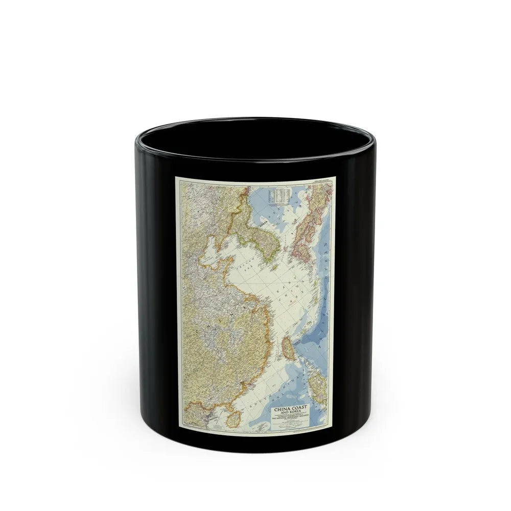 China Coast and Korea (1953) (Map) Black Coffee Mug-11oz-Go Mug Yourself