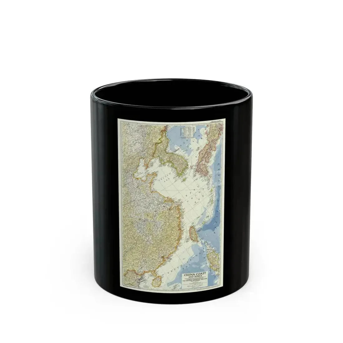 China Coast and Korea (1953) (Map) Black Coffee Mug 11oz - Go Mug Yourself