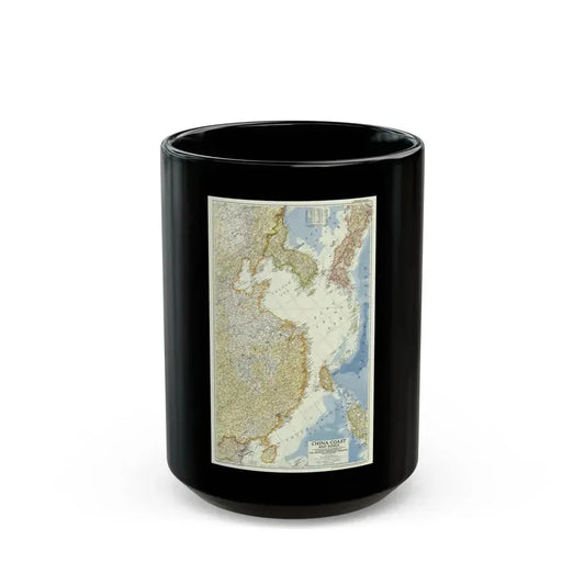 China Coast and Korea (1953) (Map) Black Coffee Mug 15oz - Go Mug Yourself