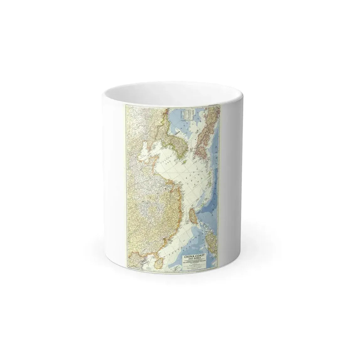 China Coast and Korea (1953) (Map) Color Changing Mug 11oz Default Title 11oz - Go Mug Yourself