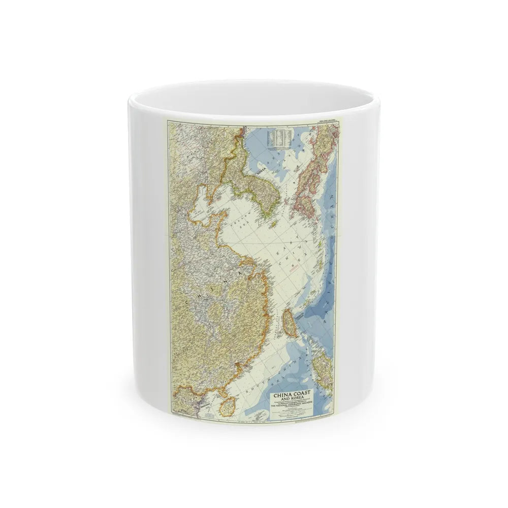 China Coast and Korea (1953) (Map) White Coffee Mug-11oz-Go Mug Yourself