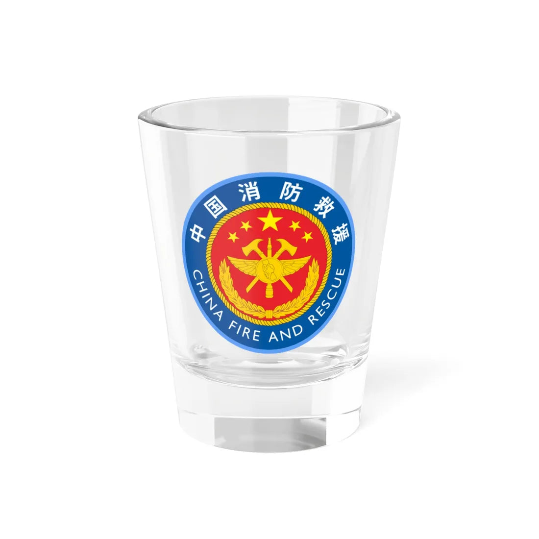 CHINA FIRE AND RESCUE badge 2018 (China) (Coat of Arms) Shot Glass 1.5oz 1.5oz - Go Mug Yourself
