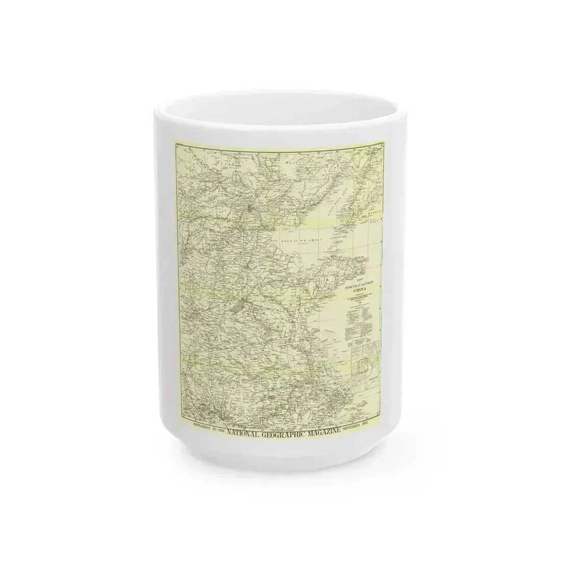 China, North Eastern (1900) (Map) White Coffee Mug 15oz - Go Mug Yourself