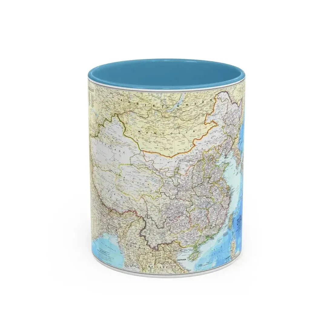 China - The People's Republic (1980) (Map) Accent Coffee Mug 11oz Light Blue - Go Mug Yourself