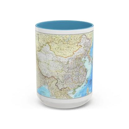 China - The People's Republic (1980) (Map) Accent Coffee Mug 15oz Light Blue - Go Mug Yourself