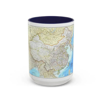 China - The People's Republic (1980) (Map) Accent Coffee Mug 15oz Navy - Go Mug Yourself