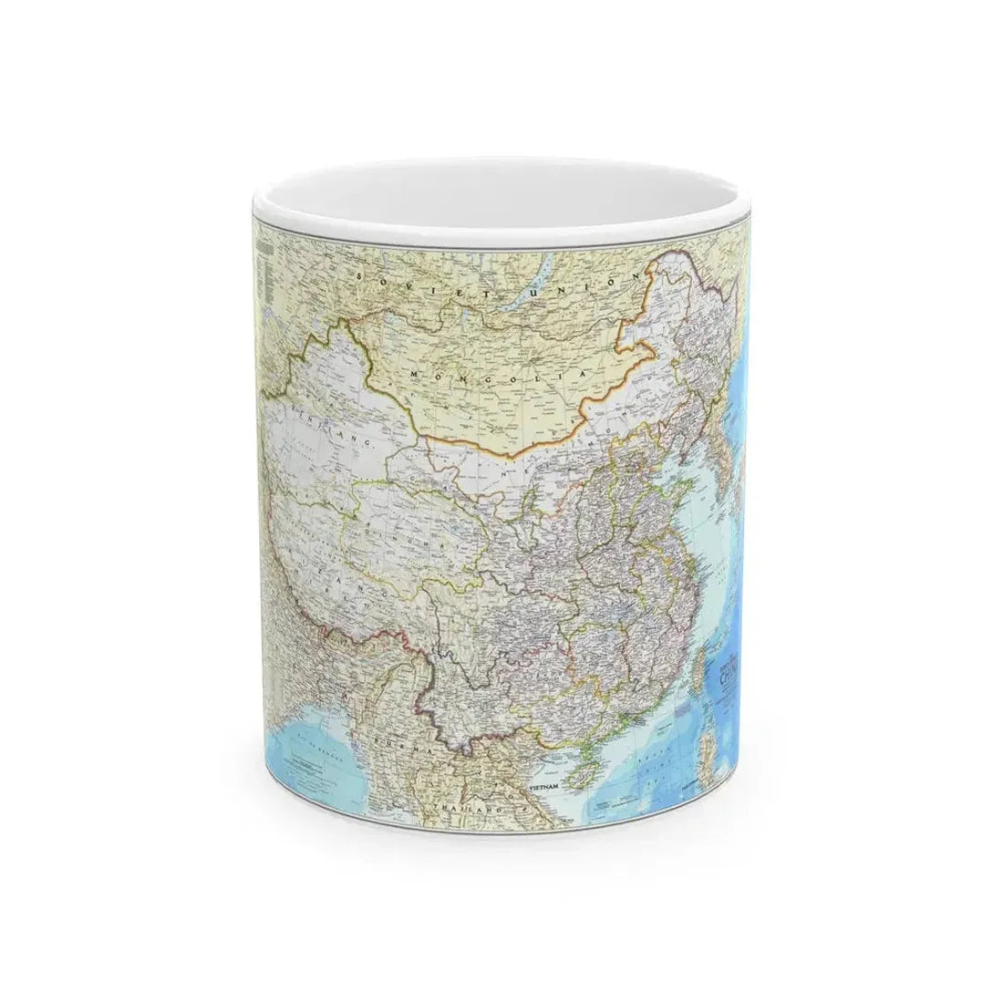 China - The People's Republic (1980) (Map) White Coffee Mug 11oz - Go Mug Yourself