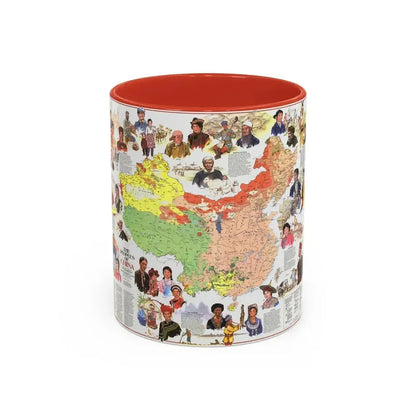 China - The Peoples (1980) (Map) Accent Coffee Mug 11oz Red - Go Mug Yourself