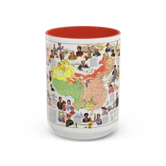 China - The Peoples (1980) (Map) Accent Coffee Mug 15oz Red - Go Mug Yourself