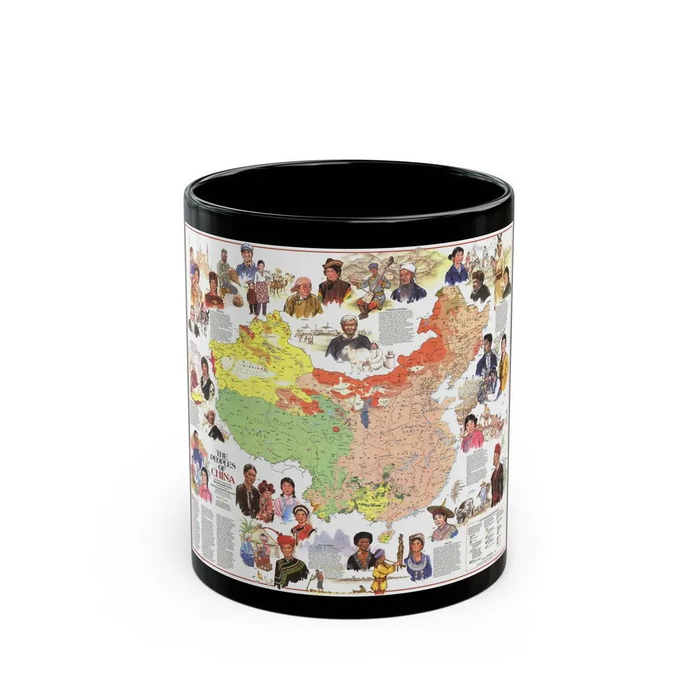 China - The Peoples (1980) (Map) Black Coffee Mug-11oz-Go Mug Yourself