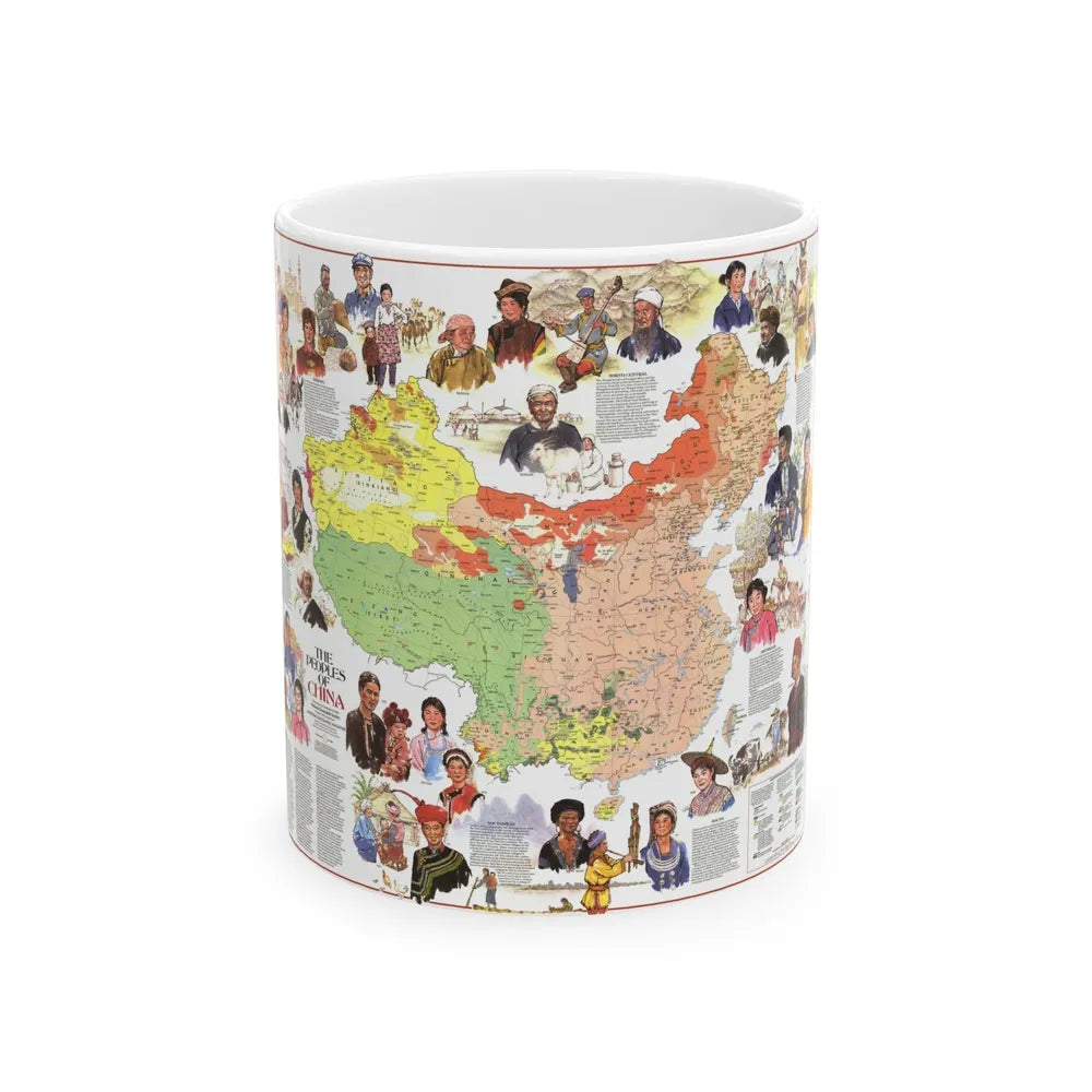 China - The Peoples (1980) (Map) White Coffee Mug-11oz-Go Mug Yourself