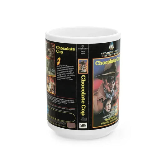 CHOCOLATE COP (VHS COVER) - White Coffee Mug 15oz - Go Mug Yourself