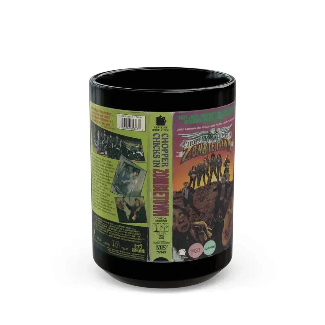 CHOPPER CHICKS IN ZOMBIETOWN TROMA (VHS COVER) - Black Coffee Mug 15oz - Go Mug Yourself