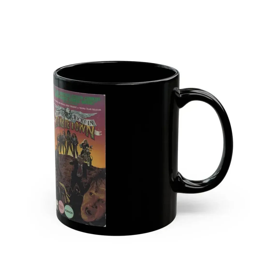 CHOPPER CHICKS IN ZOMBIETOWN TROMA (VHS COVER) - Black Coffee Mug - Go Mug Yourself