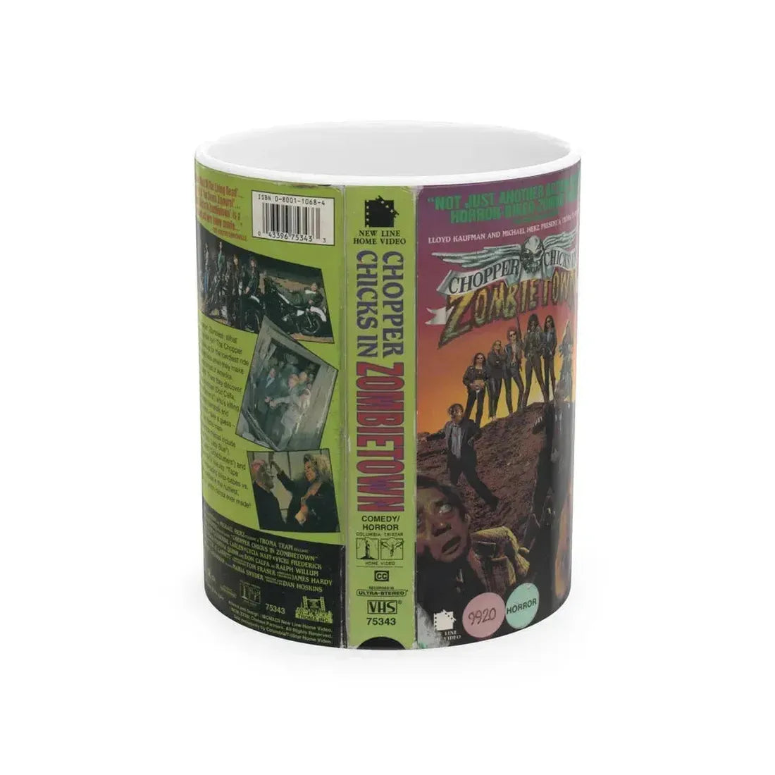 CHOPPER CHICKS IN ZOMBIETOWN TROMA (VHS COVER) - White Coffee Mug 11oz - Go Mug Yourself