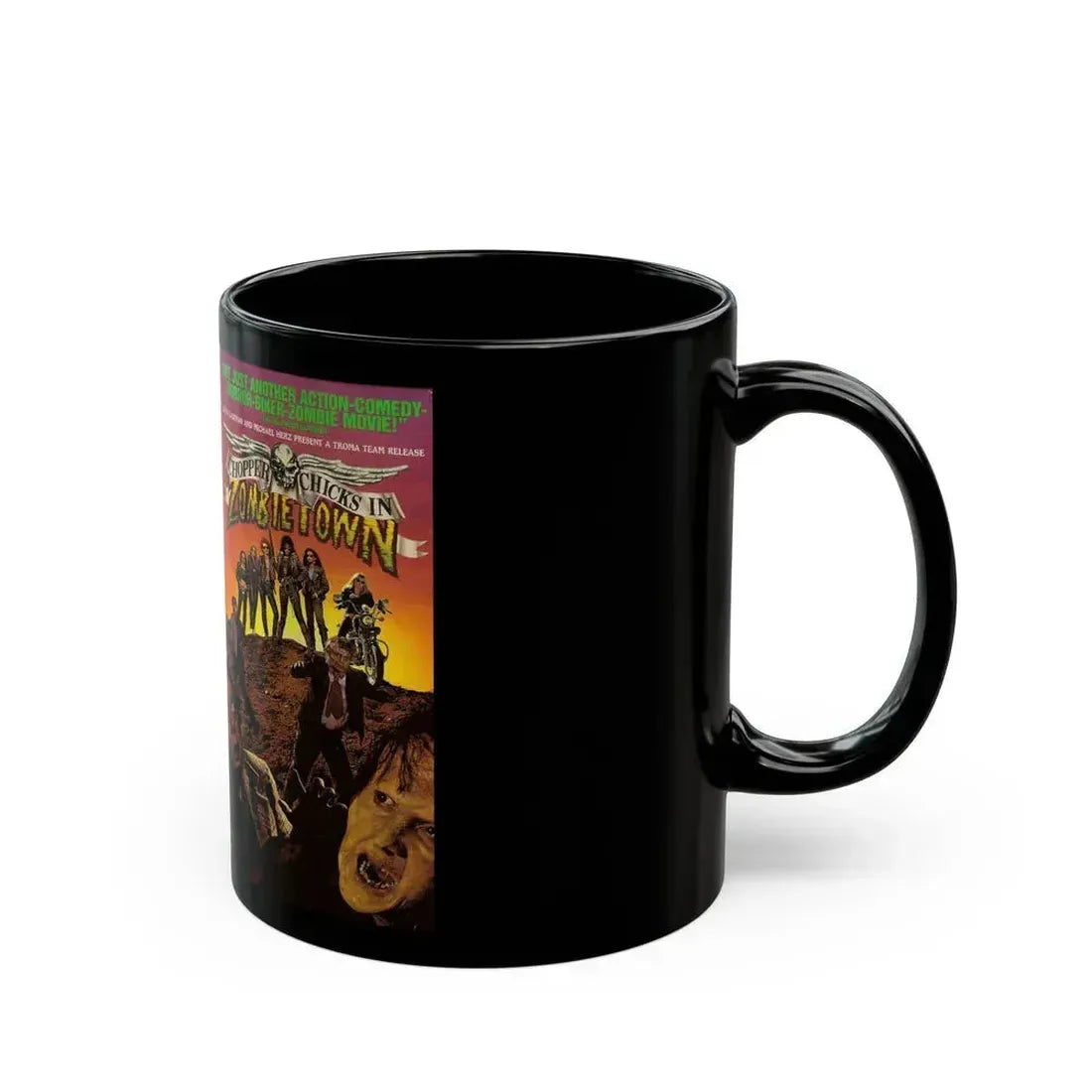 CHOPPER CHICKS IN ZOMBIETOWN (VHS COVER) - Black Coffee Mug - Go Mug Yourself