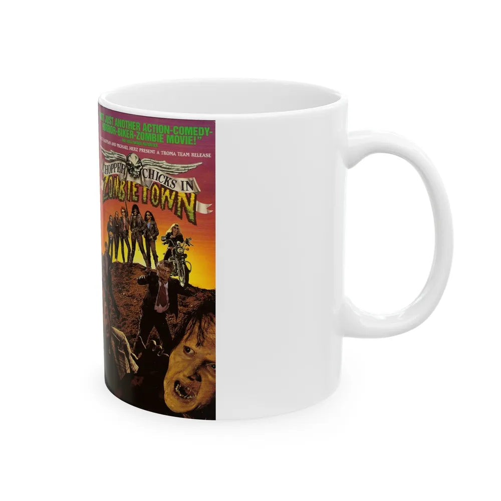 CHOPPER CHICKS IN ZOMBIETOWN (VHS COVER) - White Coffee Mug-Go Mug Yourself