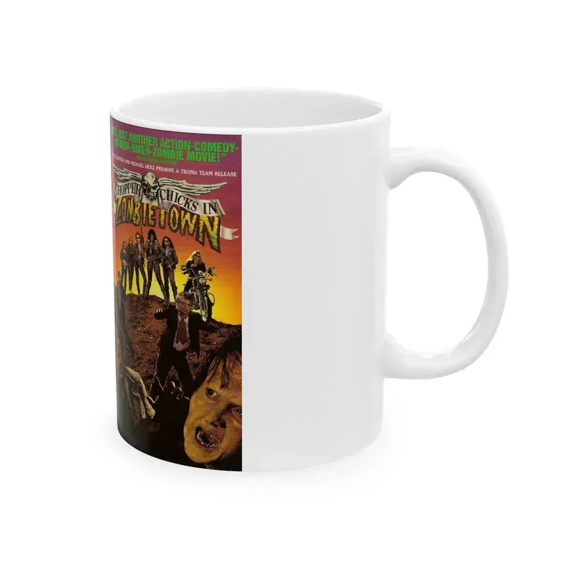 CHOPPER CHICKS IN ZOMBIETOWN (VHS COVER) - White Coffee Mug - Go Mug Yourself