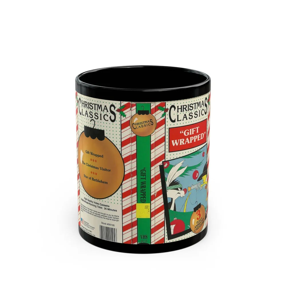 CHRISTMAS CLASSIC GIFT WRAPPED (VHS COVER) - Black Coffee Mug-11oz-Go Mug Yourself