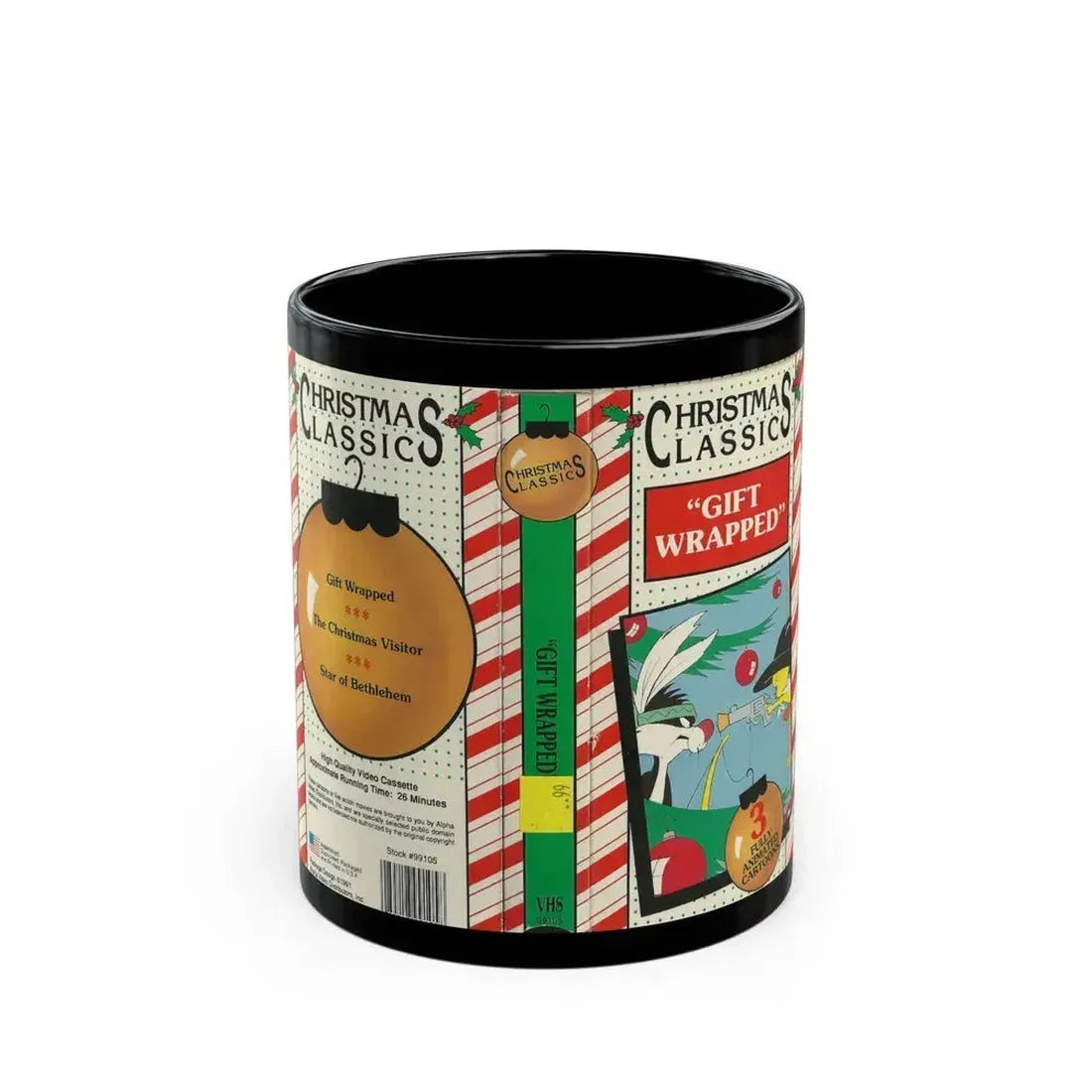 CHRISTMAS CLASSIC GIFT WRAPPED (VHS COVER) - Black Coffee Mug 11oz - Go Mug Yourself