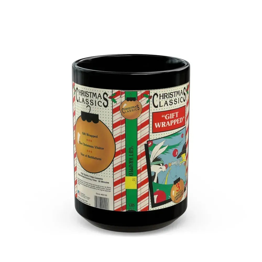 CHRISTMAS CLASSIC GIFT WRAPPED (VHS COVER) - Black Coffee Mug 15oz - Go Mug Yourself