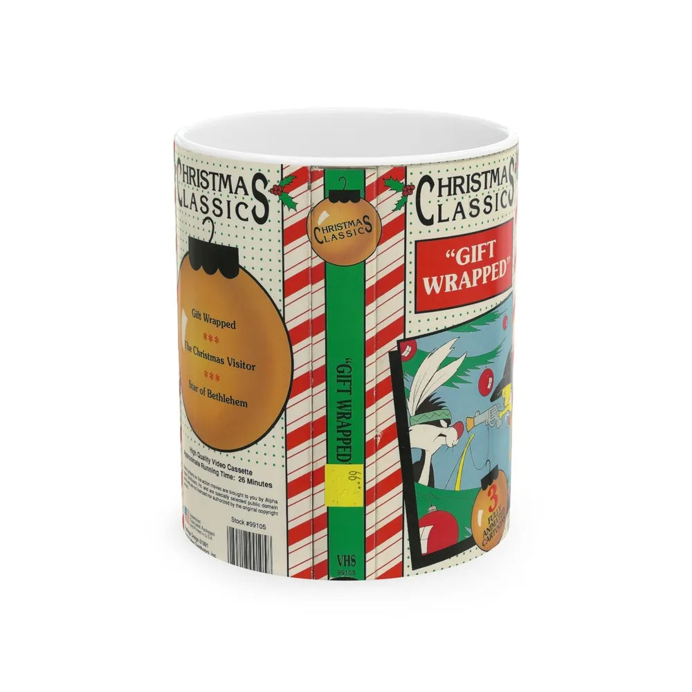 CHRISTMAS CLASSIC GIFT WRAPPED (VHS COVER) - White Coffee Mug-11oz-Go Mug Yourself