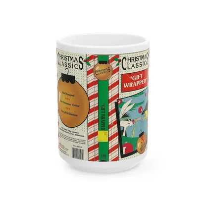 CHRISTMAS CLASSIC GIFT WRAPPED (VHS COVER) - White Coffee Mug 15oz - Go Mug Yourself