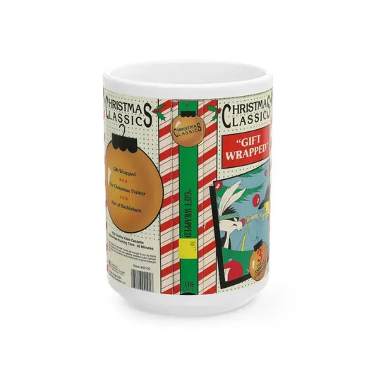 CHRISTMAS CLASSIC GIFT WRAPPED (VHS COVER) - White Coffee Mug 15oz - Go Mug Yourself