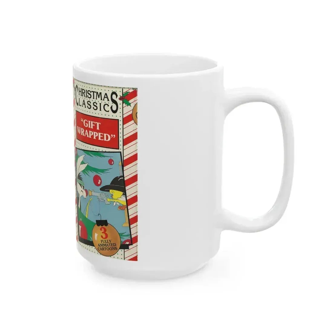 CHRISTMAS CLASSIC GIFT WRAPPED (VHS COVER) - White Coffee Mug - Go Mug Yourself