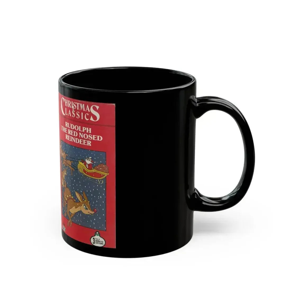 CHRISTMAS CLASSICS RUDOLPH THE RED NOSED REINDEER (VHS COVER) - Black Coffee Mug - Go Mug Yourself